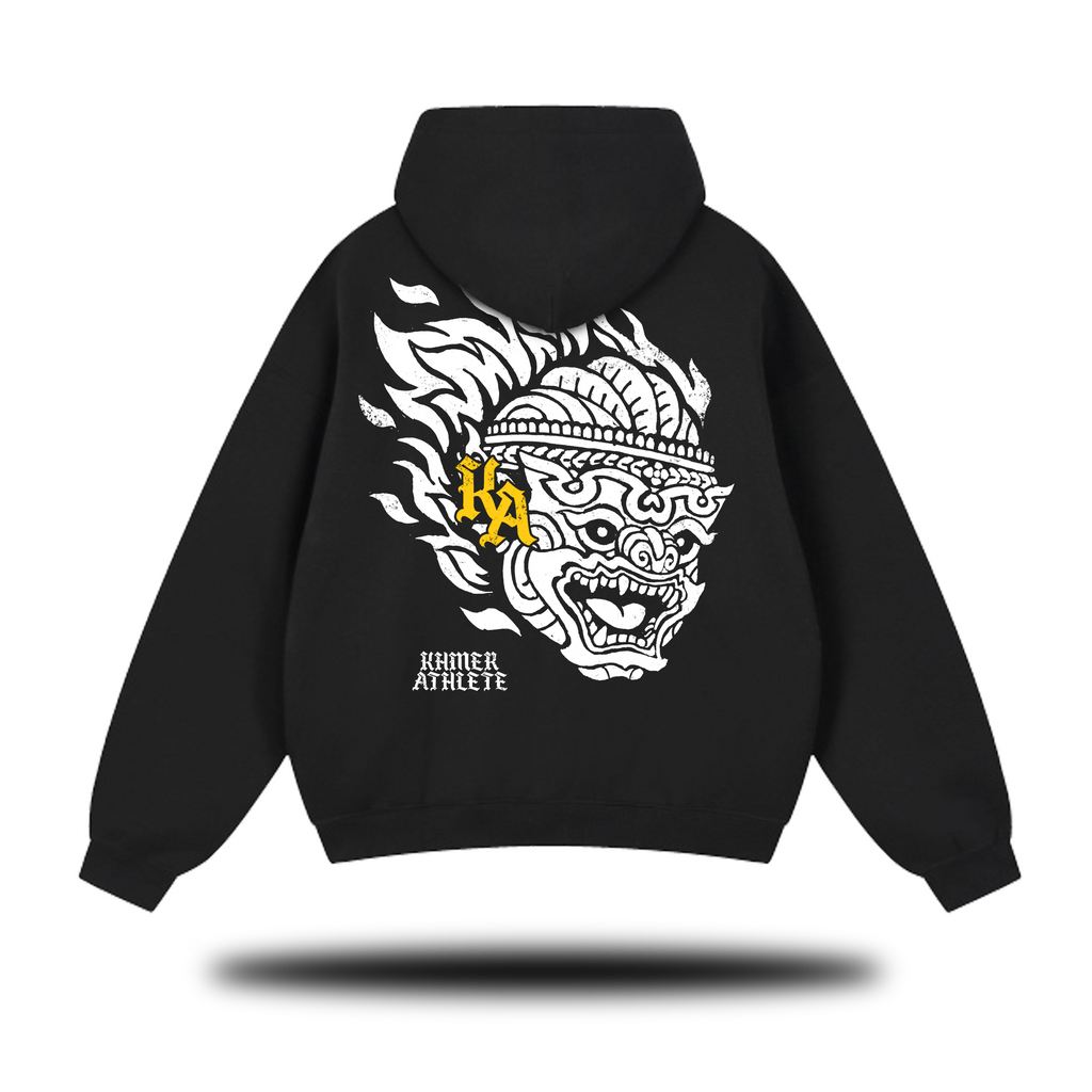 Flaming Hanuman Essential Oversized Boxy Fit Fleece Hoodie