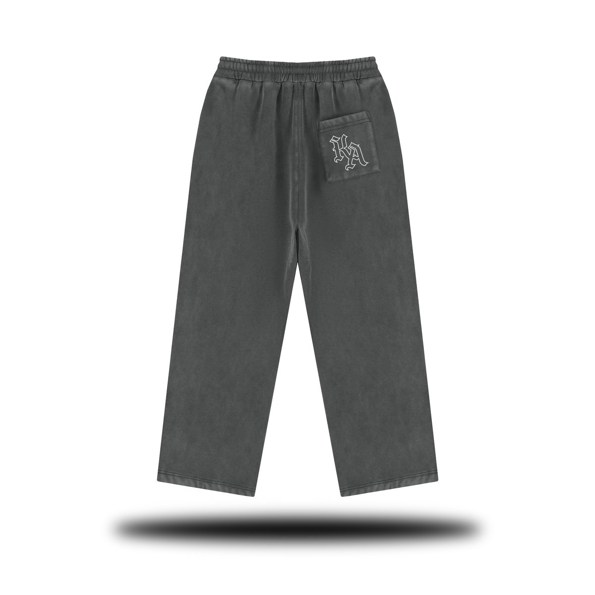 Khmer Athlete Warrior Words Fleece Sweatpants – Vintage Wash Straight-Leg Streetwear