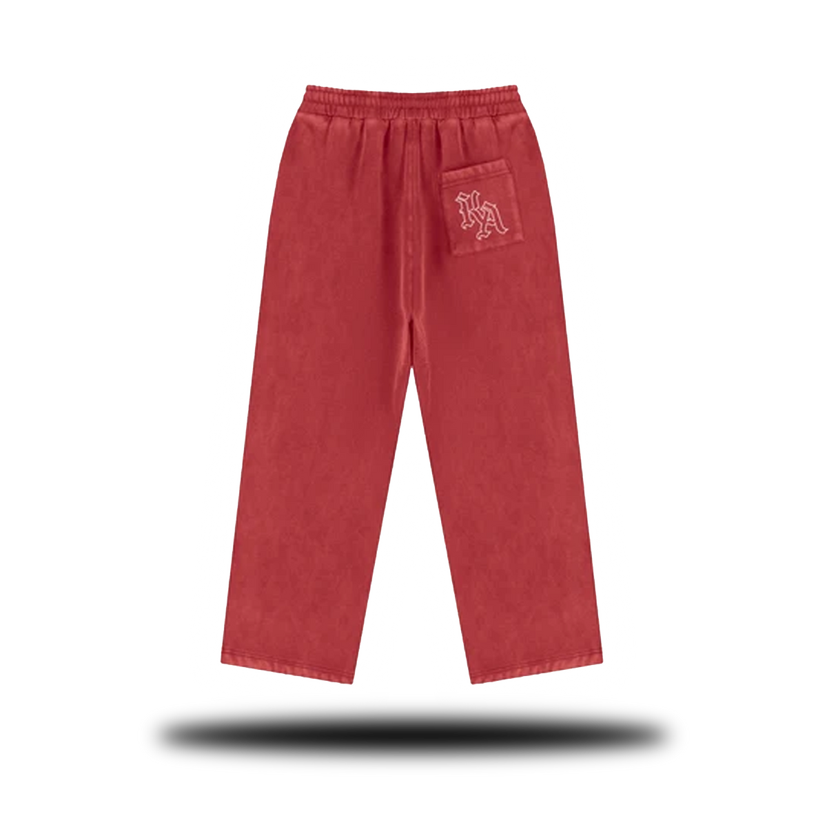 Khmer Athlete Warrior Words Fleece Sweatpants – Vintage Wash Straight-Leg Streetwear