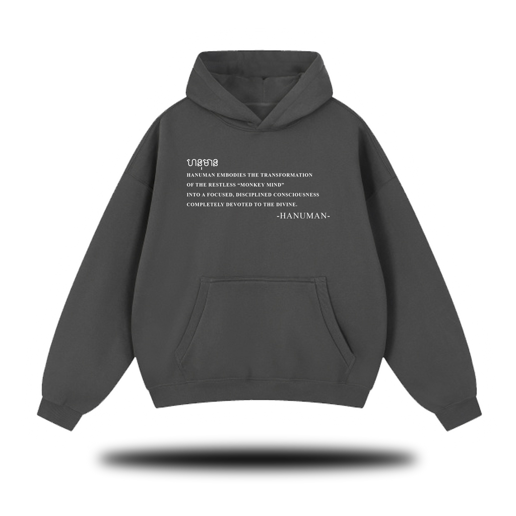 Flaming Hanuman Essential Oversized Boxy Fit Fleece Hoodie