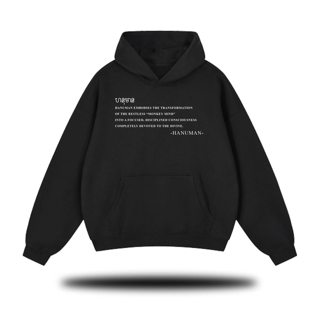 Flaming Hanuman Essential Oversized Boxy Fit Fleece Hoodie