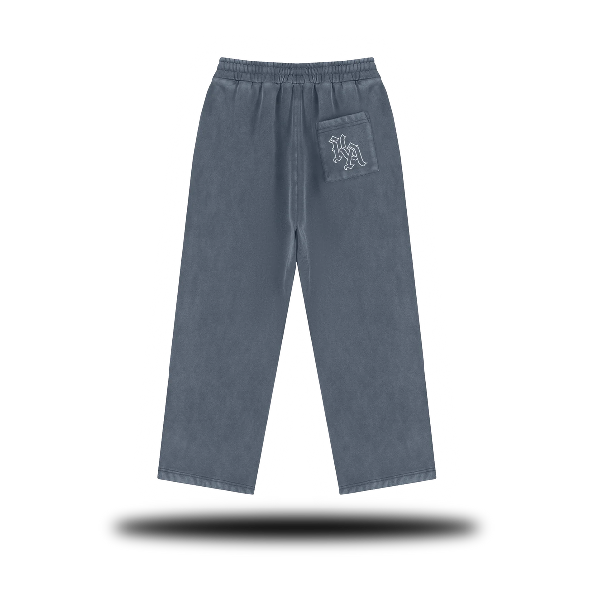 Khmer Athlete Warrior Words Fleece Sweatpants – Vintage Wash Straight-Leg Streetwear